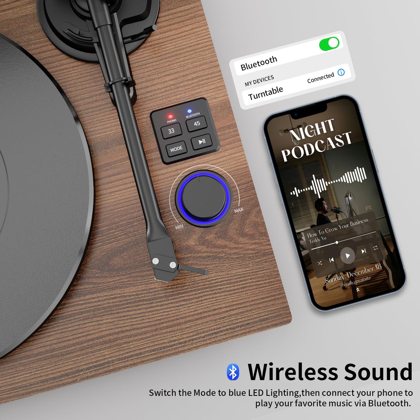 DIGITNOW! Bluetooth Record Player Wireless Turntable HiFi System