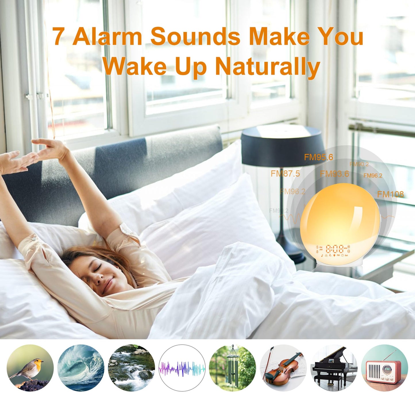 Sunrise Alarm Clocks, Wake Up Light with Sunrise/Sunset Simulation Dual Alarms