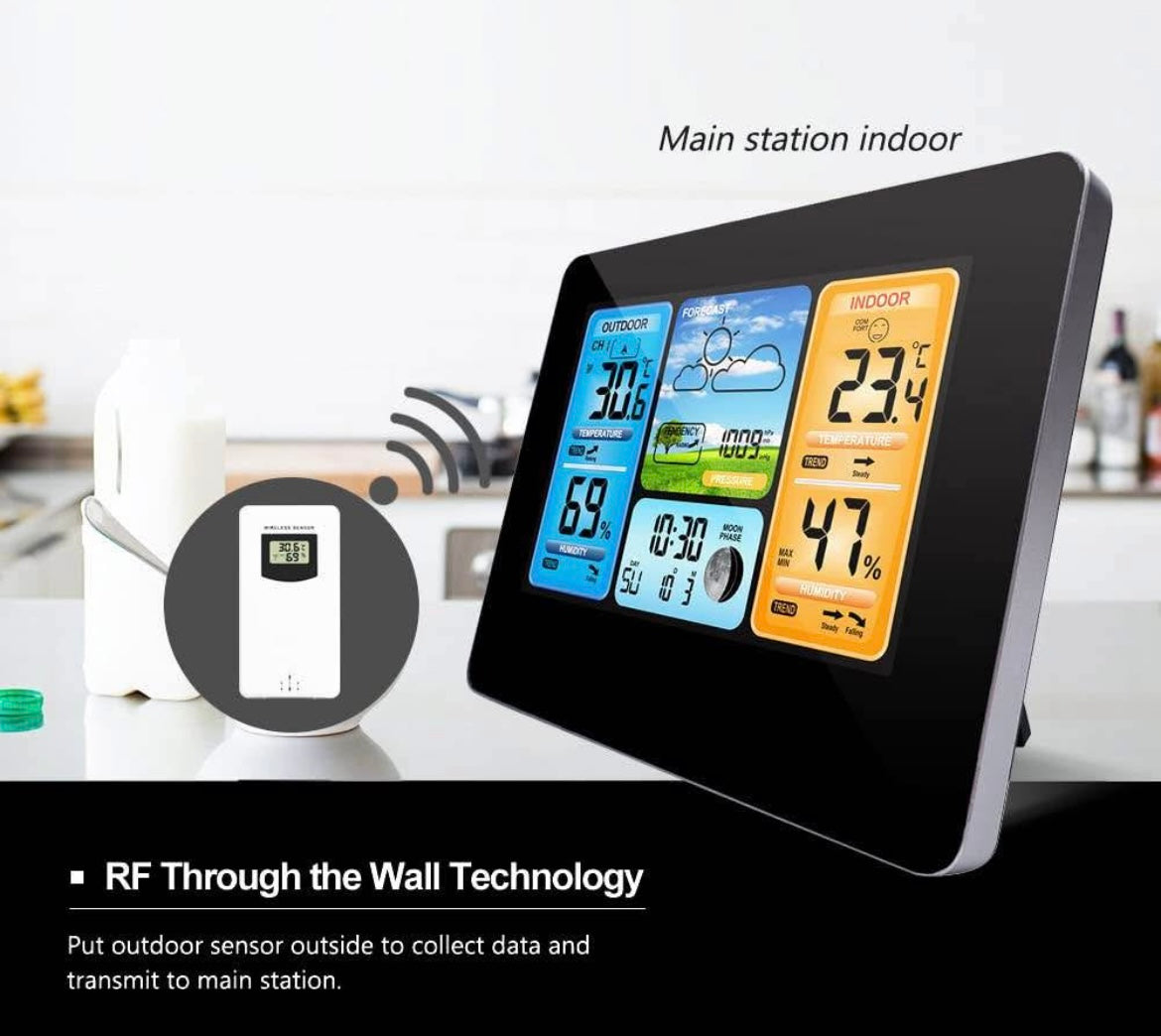 Multifunction Digital Weather Station Indoor Outdoor LCD Alarm Clock