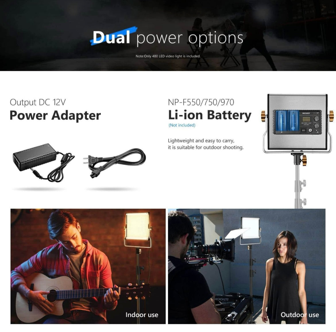 Neewer Dimmable Bi-Color LED with U Bracket Professional Video Light for Studio