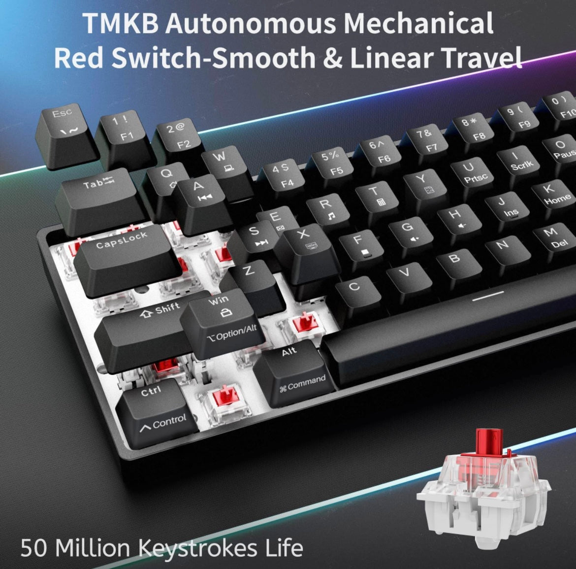 Dierya DK61se 60% Wired Mechanical Gaming Keyboard, Ice Blue Backlight, Type-C Mechanical Keyboard