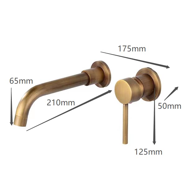 imiiHO 011 Wall-Mounted Basin Faucet, Bronze, Brass, Brushed, Bathroom tap