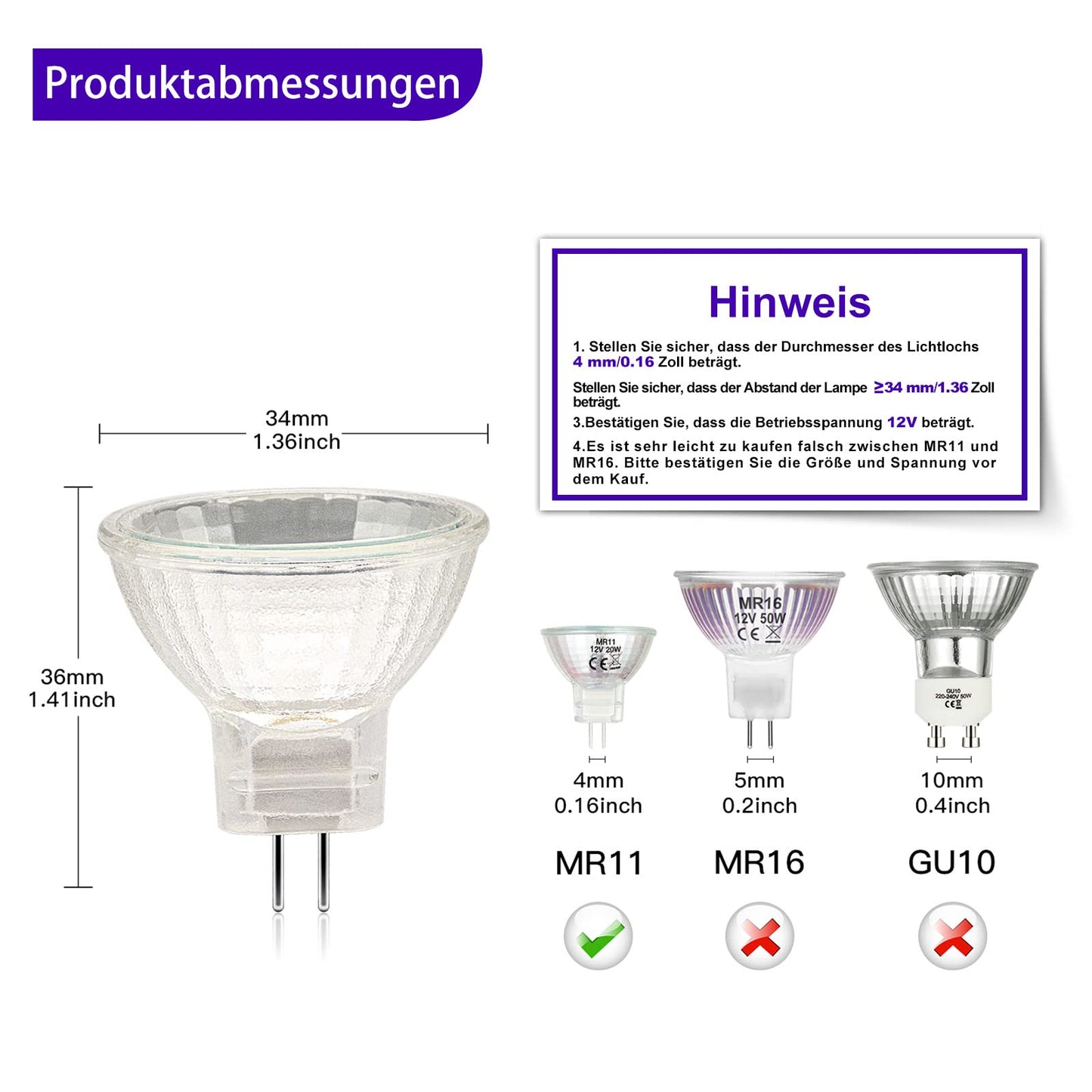 Jaenmsa MR11 Halogen Bulbs, MR11 12V 20W Pack of 12, GU4 20W Halogen Spotlight 2700K Warm White