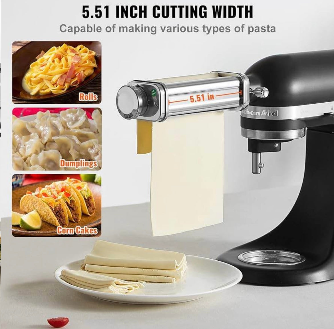 VEVOR KitchenAid Roller Attachment for KitchenAid Stand Mixer, Stainless Steel Pasta Maker