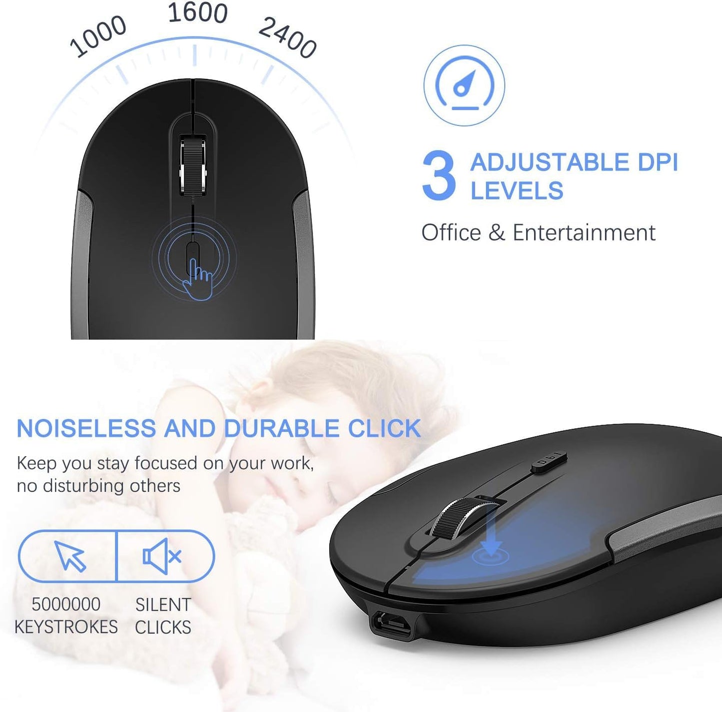 Jelly Comb Rechargeable Wireless Keyboard and Mouse Set, Bluetooth