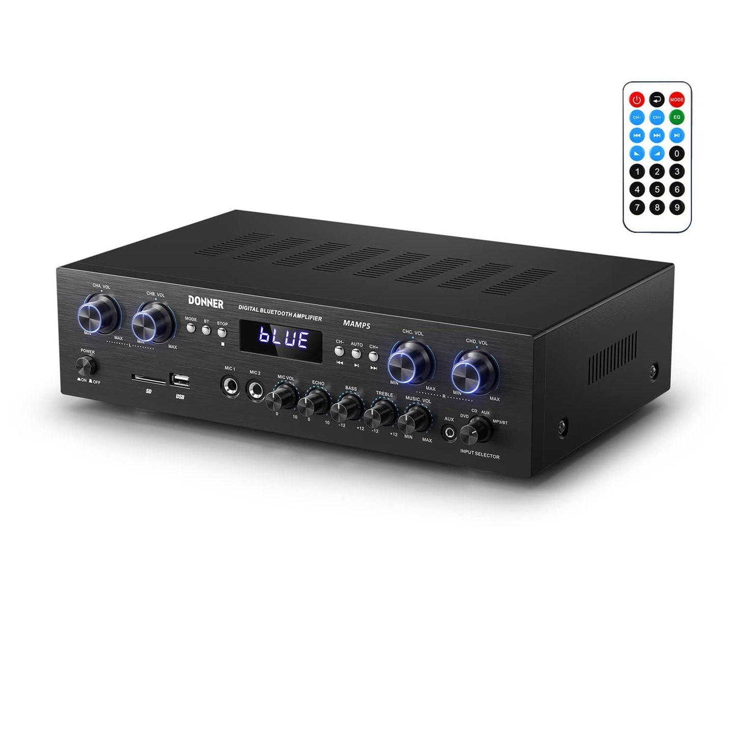 Donner Bluetooth 5.0 Stereo Audio Amplifier Receiver, 4 Channel 440W
