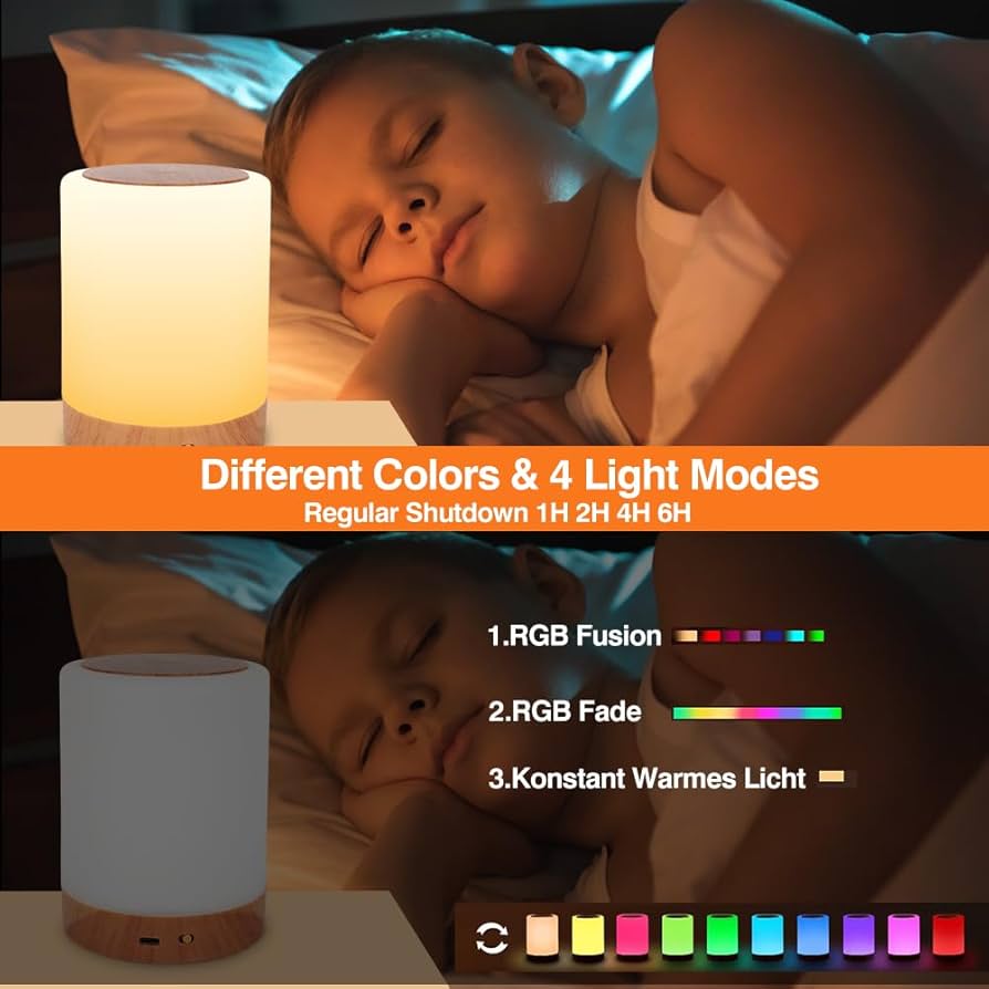 LED Bedside Lamp Dimmable,Kids Night Light Touch,Night Light Mood Light RGB 13 Colors