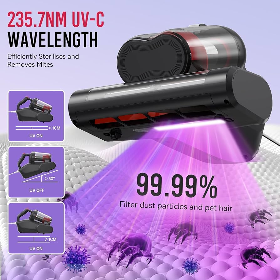 Bed Vacuum Cleaner with UV Light, 16Kpa Mattress Vacuum Cleaner