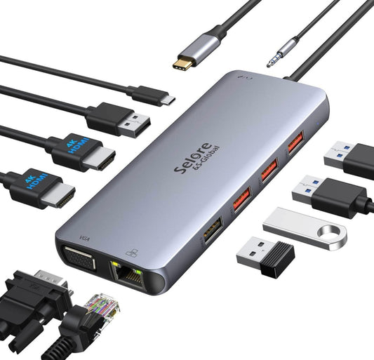Selore&S-Global Docking Station Dual Monitors 11 in 1