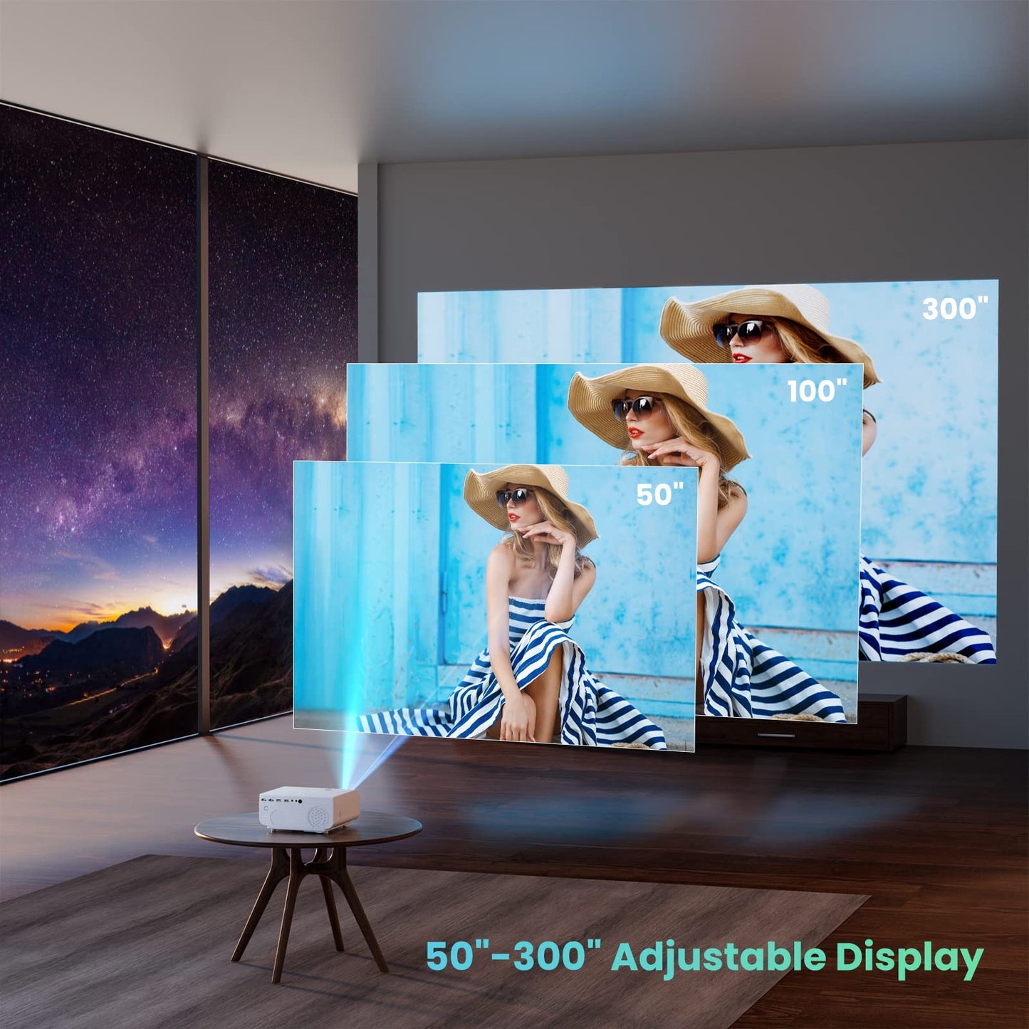 Native 1080P Full HD Projector, 5G WiFi Bluetooth 10000Lux 4K