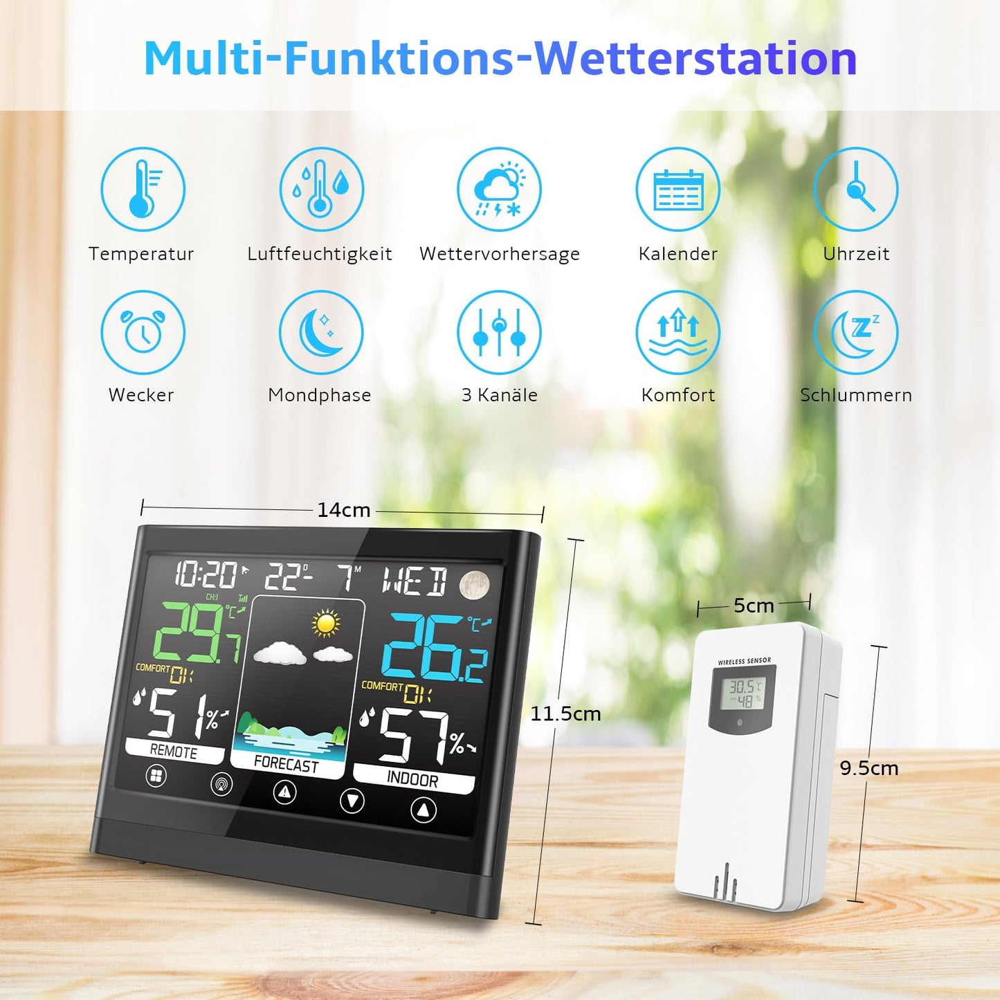 jely Wireless Weather Station with Outdoor Sensor