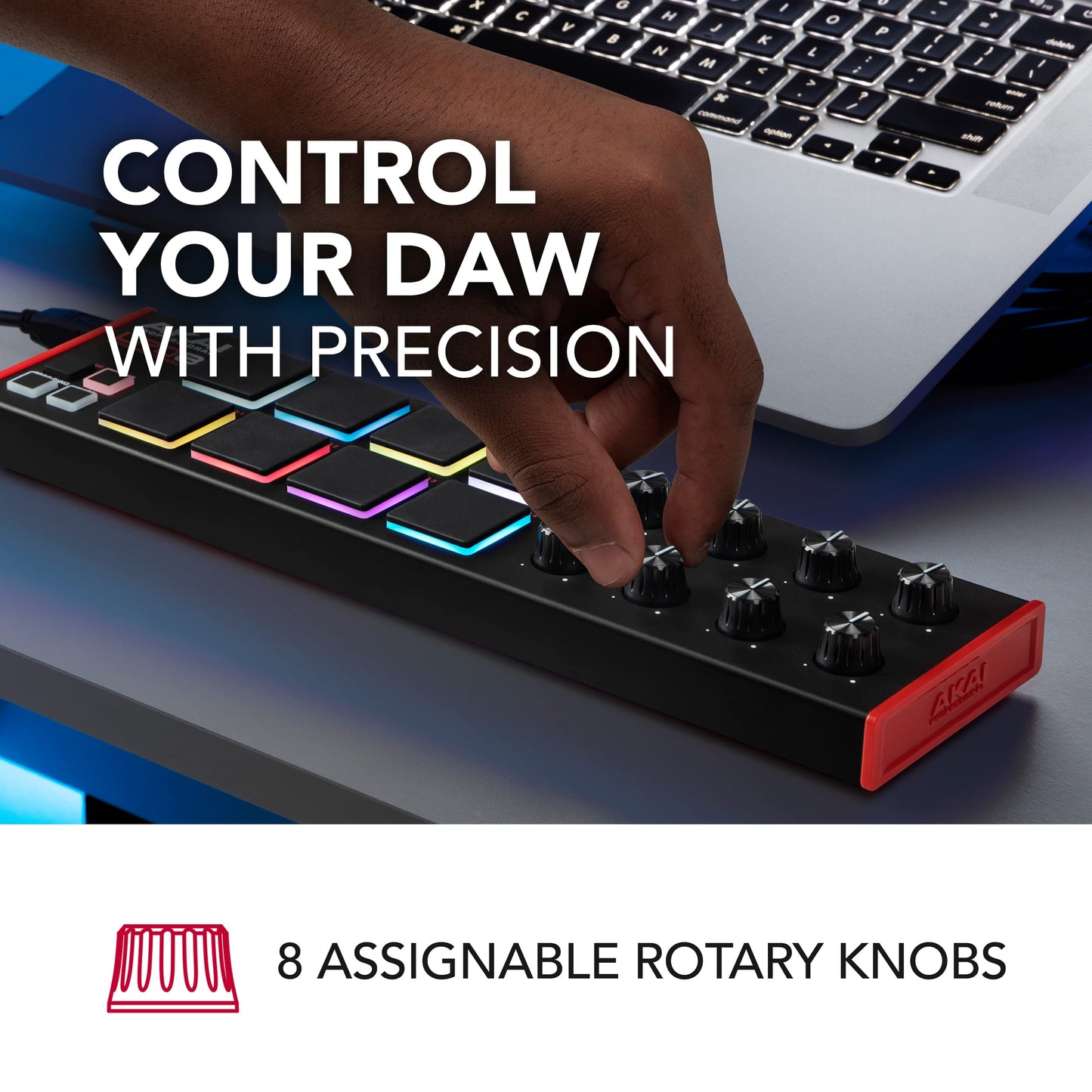 AKAI Professional LPD8 - USB MIDI Controller with 8 Responsive RGB MPC Drum Pads for Mac and PC