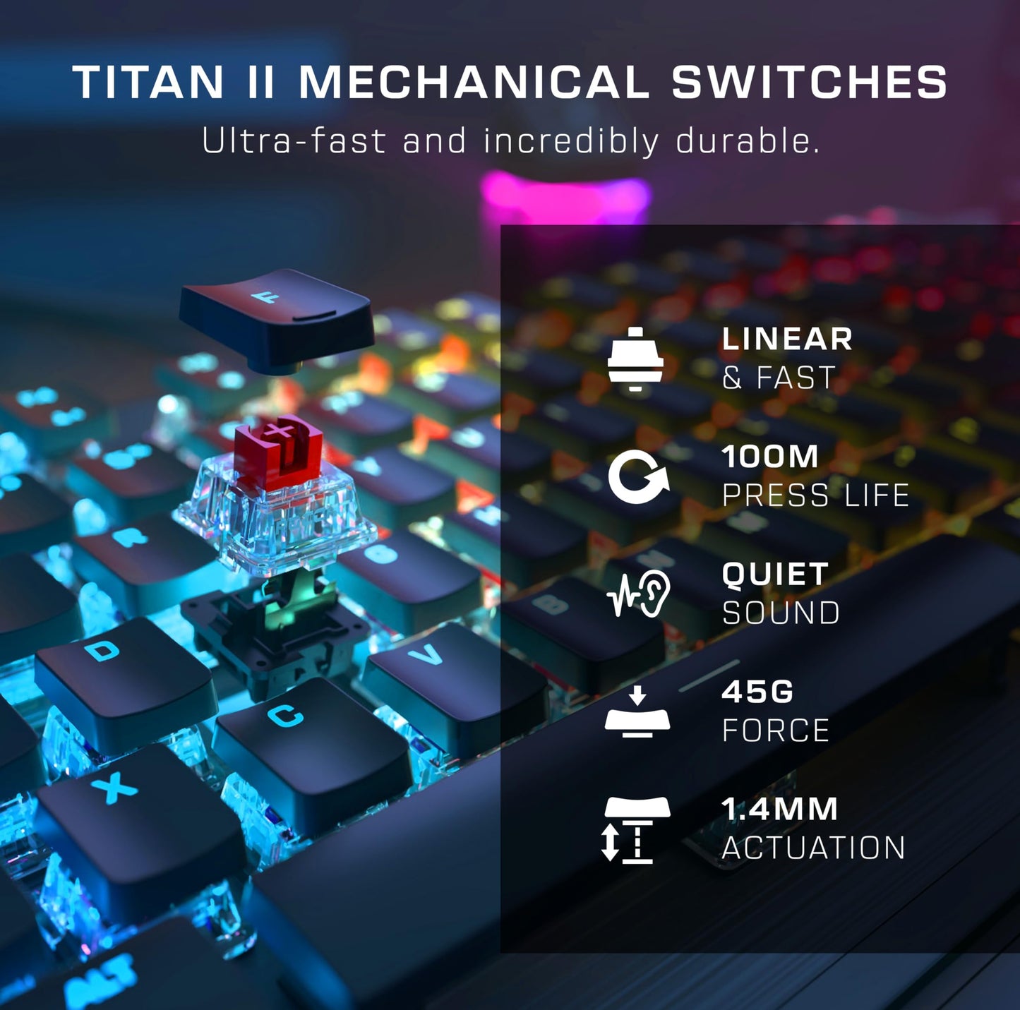 Turtle Beach Vulcan II – Full-Size PC Gaming Keyboard, Titan II Mechanical Switches