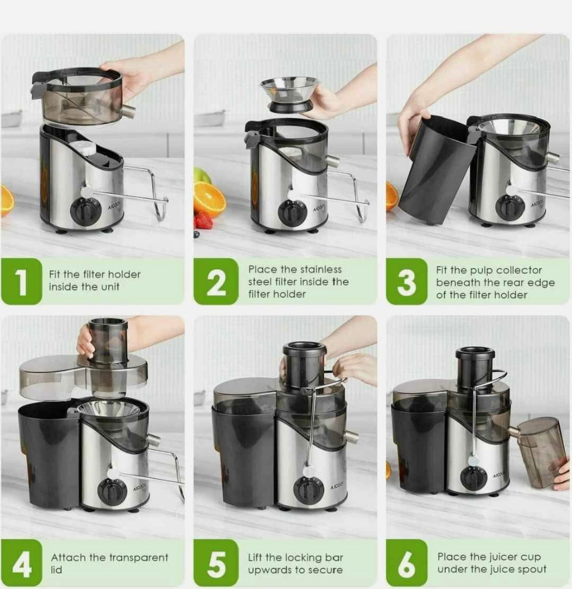 Aicook Juicer Extractor, Centrifugal Juicer 3'' Wide Mouth AMR526 400W