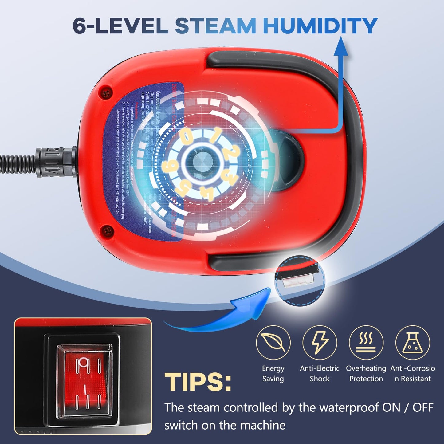 Steam Cleaner 2500W High Pressure Handheld High Temperature Cleaning Machine for Kitchen
