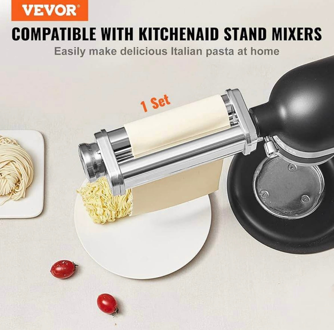 VEVOR KitchenAid Roller Attachment for KitchenAid Stand Mixer, Stainless Steel Pasta Maker