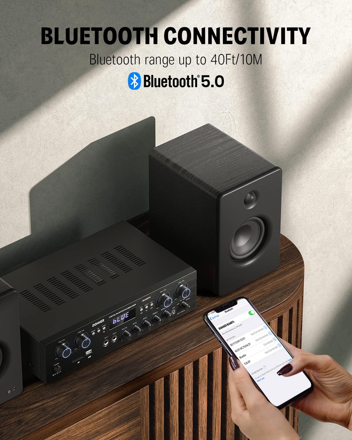 Donner Bluetooth 5.0 Stereo Audio Amplifier Receiver, 4 Channel 440W