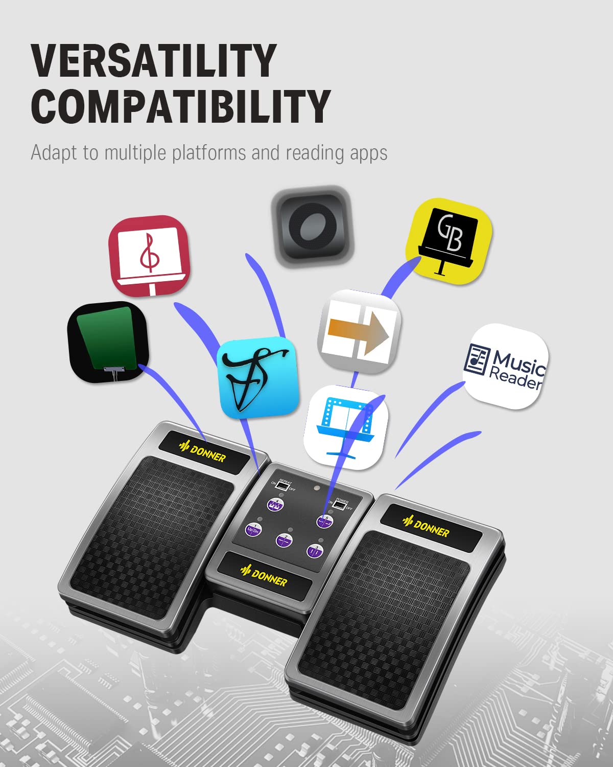 Donner Bluetooth Page Turner Pedal for Tablets and Phones Rechargeable