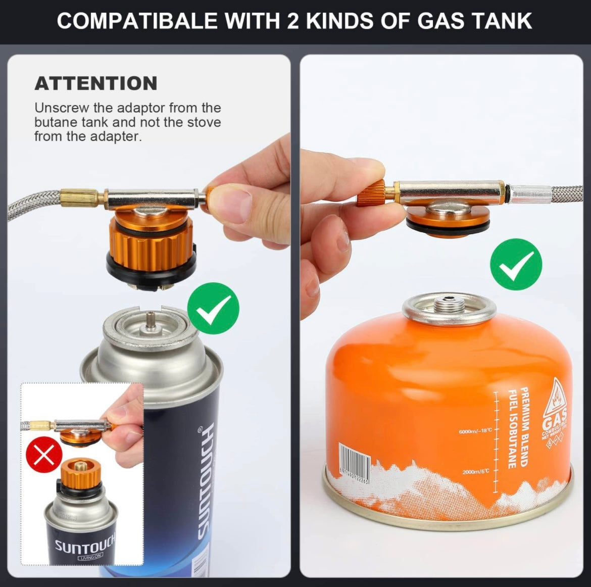 Odoland Camp Stove Foldable Gas Cooking Stove External Ignition with Screw-In Adapter