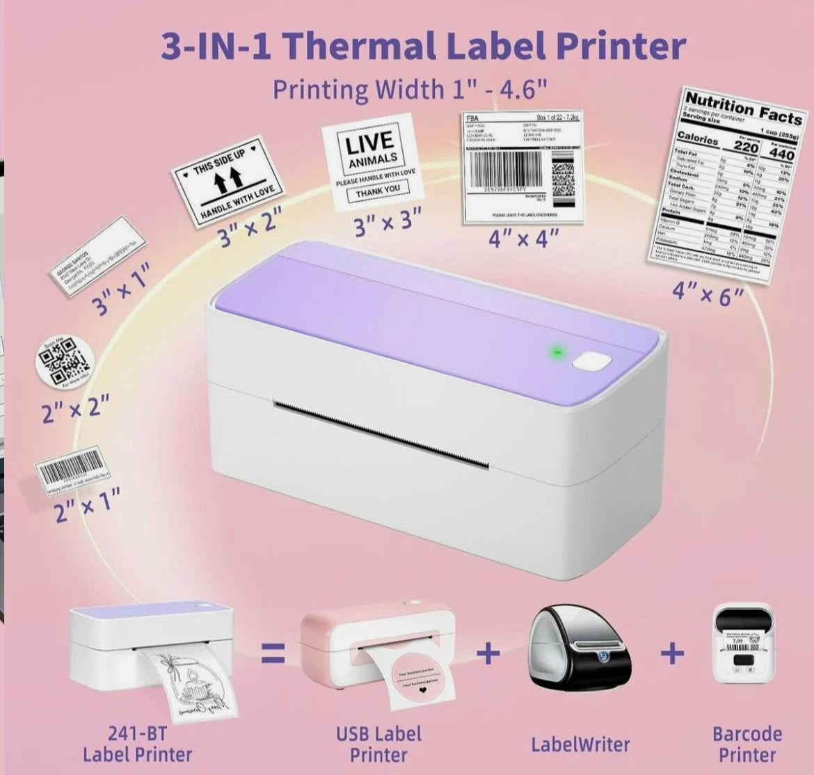 Bluetooth Thermal Shipping Label Printer 4x6 for Business Package Lot