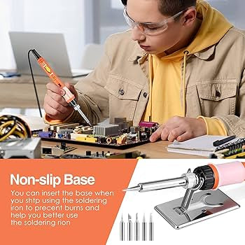 SREMTCH Soldering Iron Set with On/Off Switch, Adjustable Temperature 200~450°C