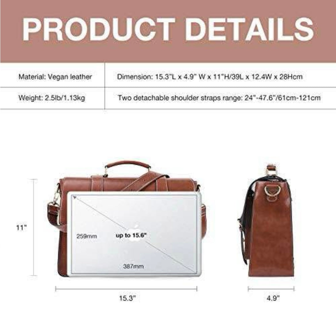 ECOSUSI Laptop Bag 14 In for Women Retro Handbag