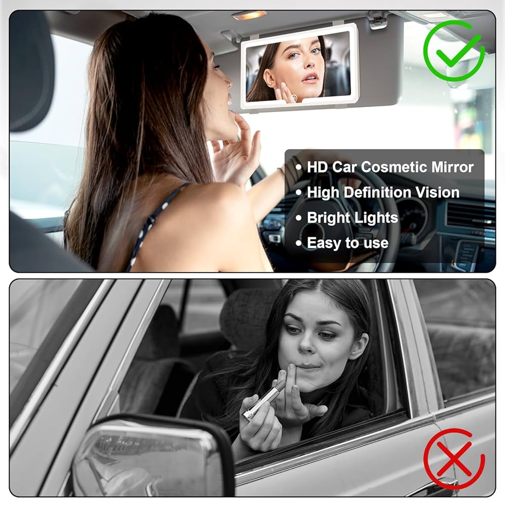 Car Sun Visor Mirror, Cosmetic Mirror with 3 Modes