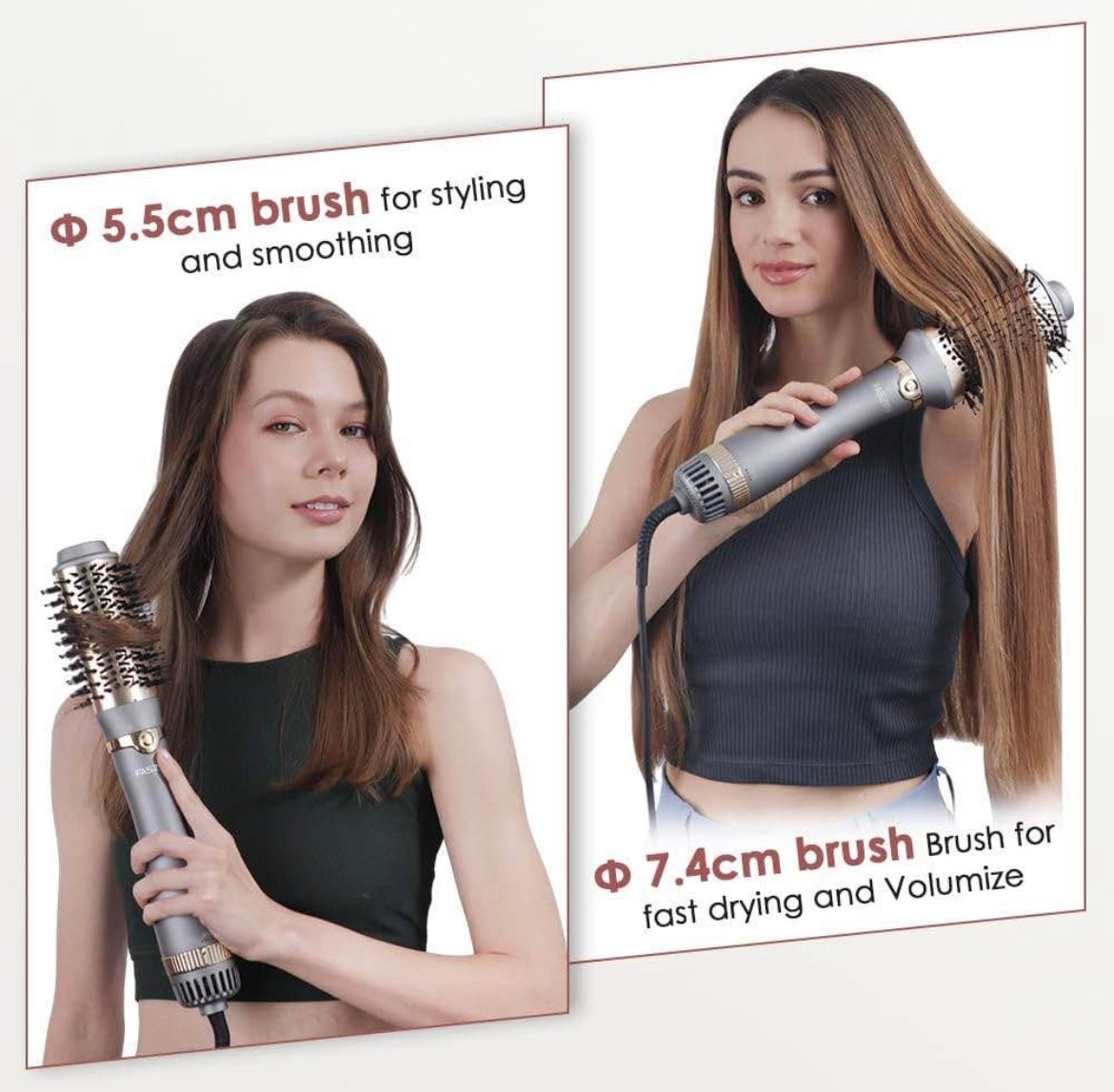 Hair Dryer Brush, One-Step Blow Dryer Brush and Volumizer, Hot Air Brush with 2 Brush Heads
