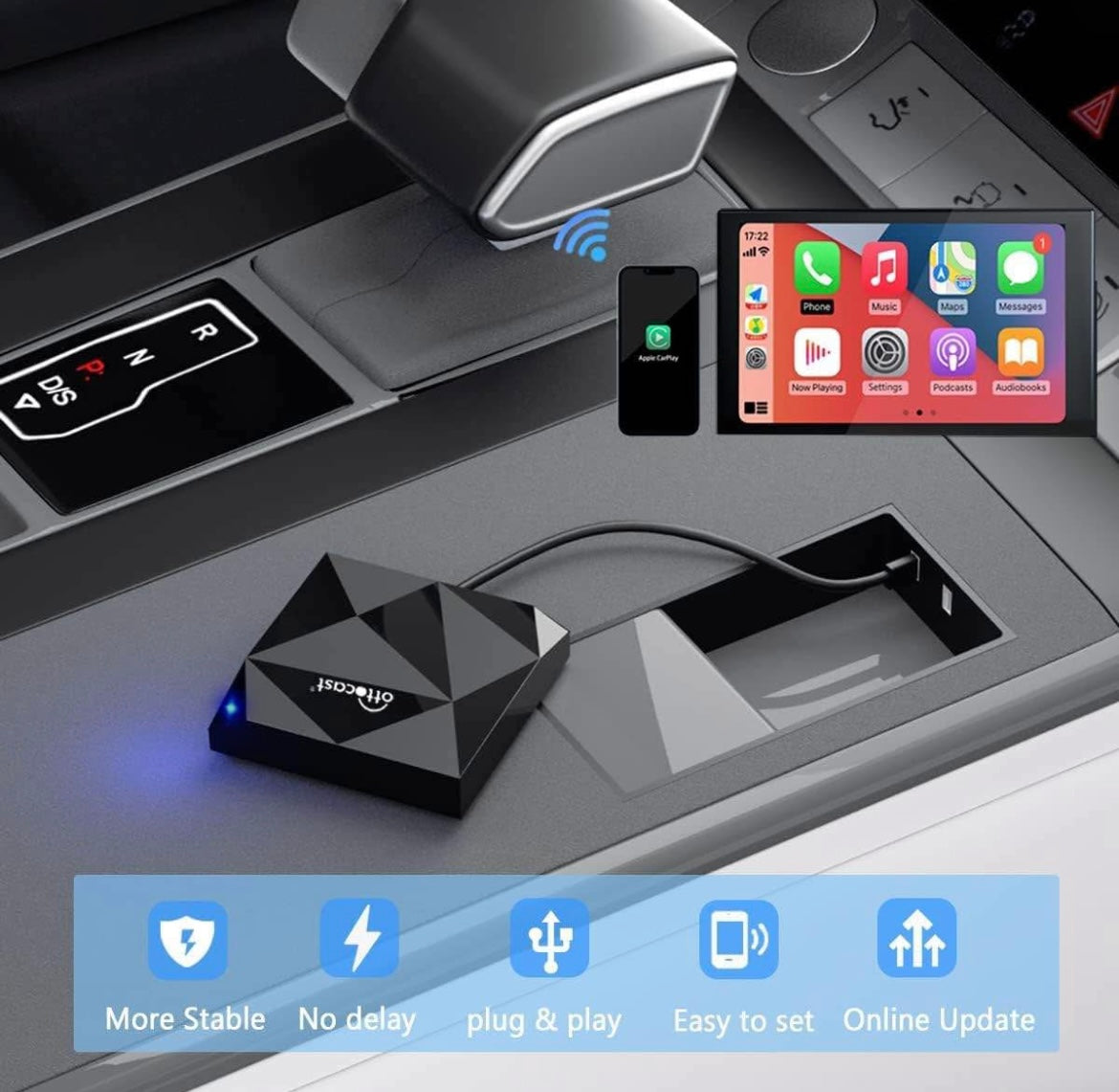 OTTOCAST U2-AIR Wireless CarPlay Adapter 2024 - Apple CarPlay Wireless Adapter