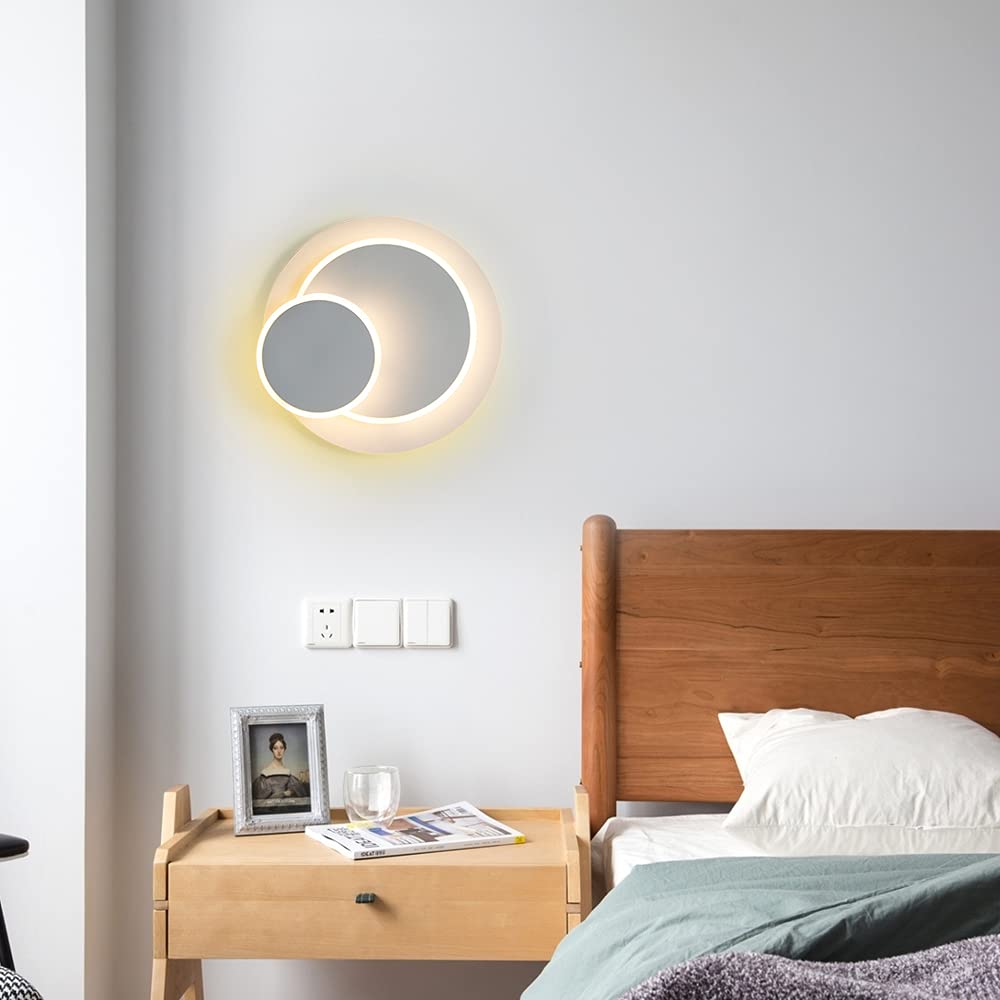 LED Wall Lights Indoor Modern, 15W Creative Eclipse 3 in 1 Decorative Wall Lamp, 350° Rotatable, 3000K