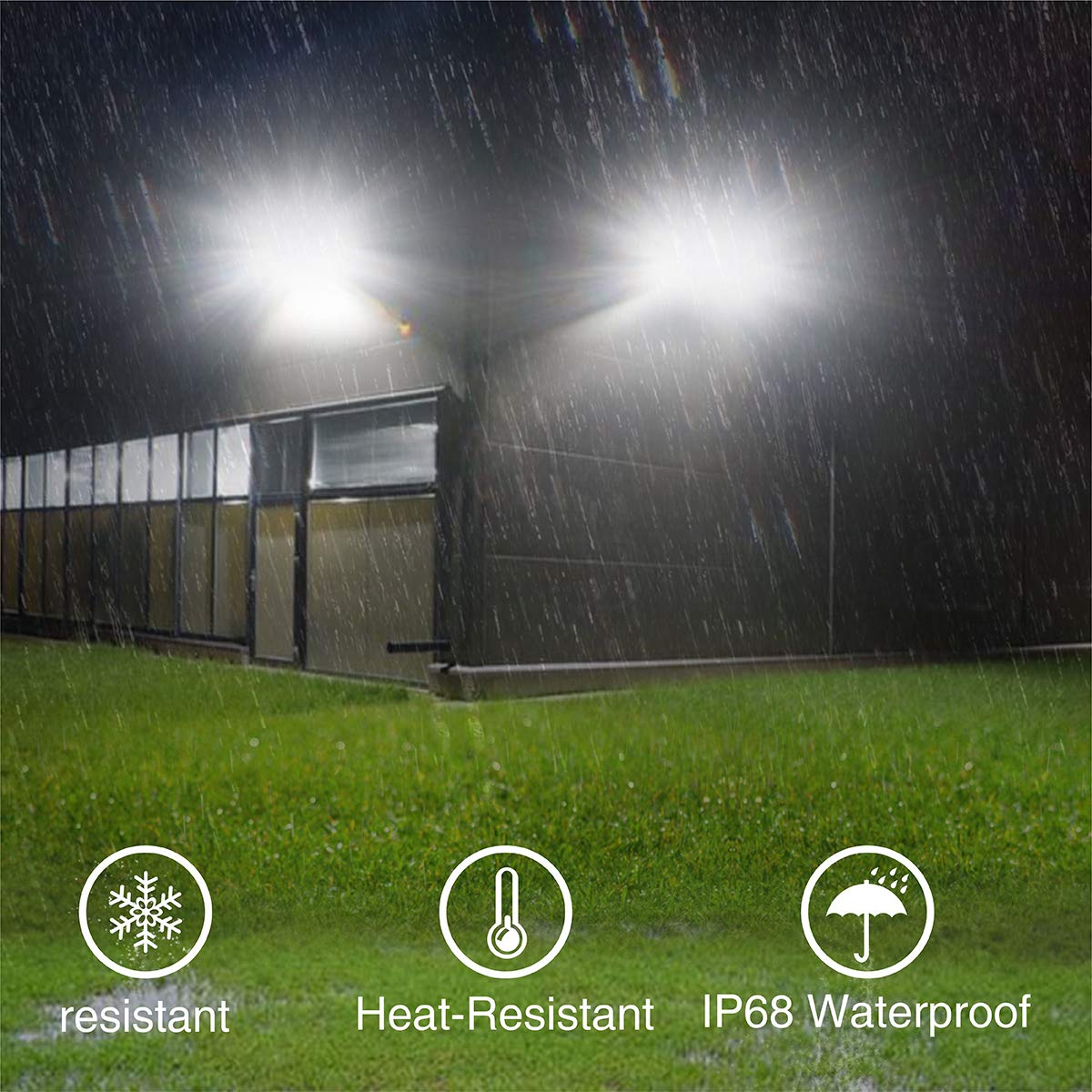 SOLLA 100W LED Floodlight IP68 Waterproof Outdoor Lights, 8000LM, 6000K