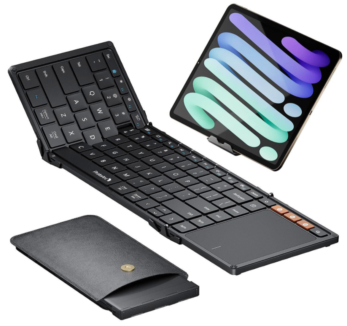 ProtoArc Foldable Keyboard with Touchpad, XK01 TP Folding Portable Keyboard, Full Size Keys