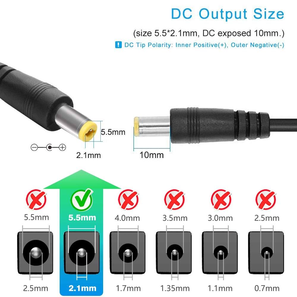 12V 5A Power Supply, AC 120V to DC 12V Converter 5.5x2.1mm Connector 60W