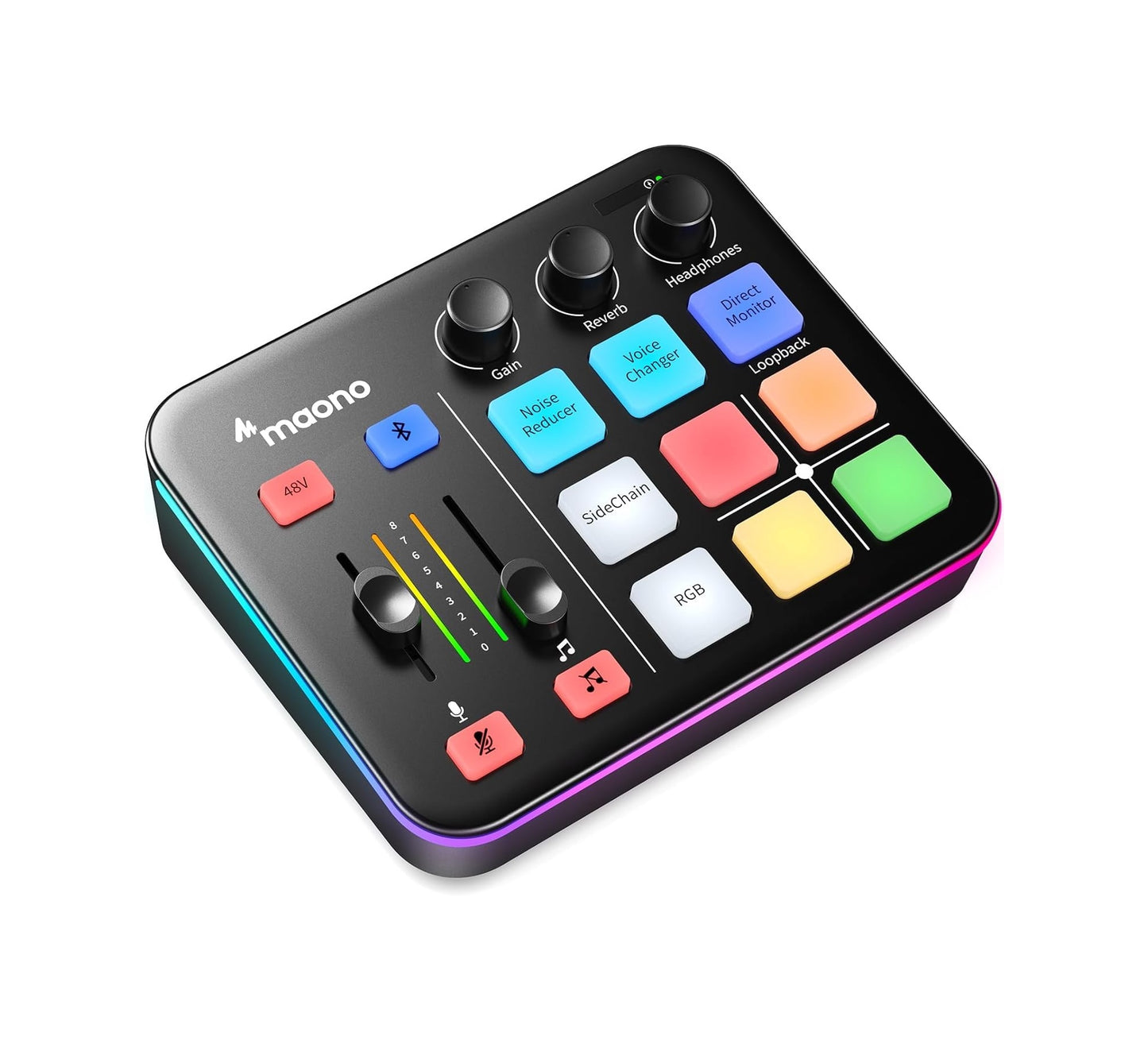 MAONO G1 NEO Gaming Audio Mixer, Audio Interface with Pro-preamp, RGB, Bluetooth, 48V Phantom Power