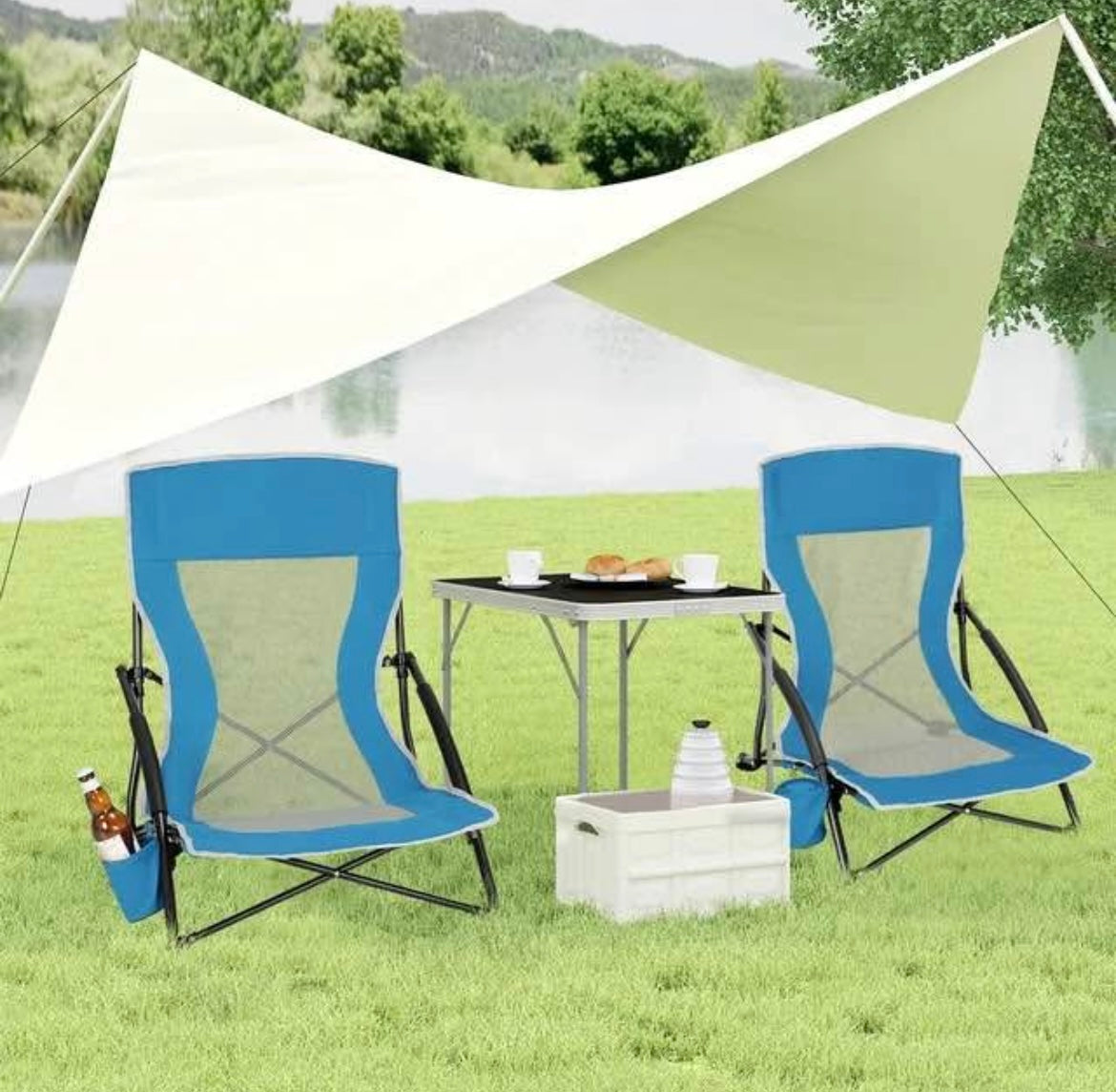 WOLTU Low Edge Chair Camping Chair Foldable 2 Pieces