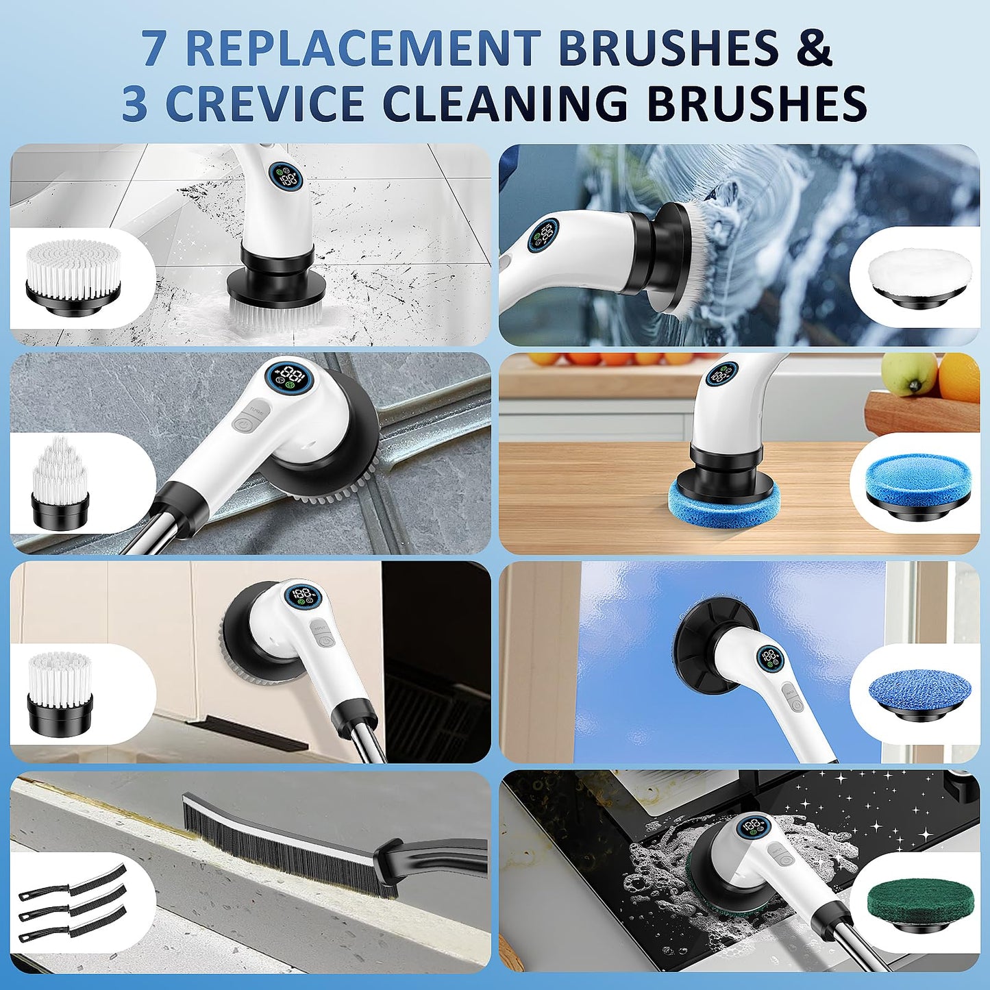 Electric Spin Scrubber, Full-Body IPX7 Waterproof Cordless Power Cleaning Brush