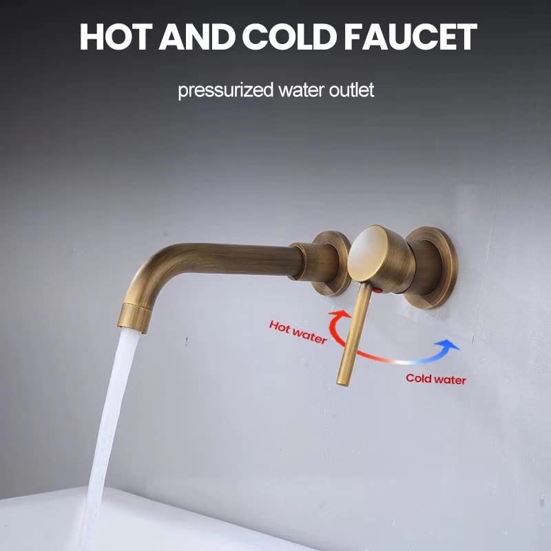 imiiHO 011 Wall-Mounted Basin Faucet, Bronze, Brass, Brushed, Bathroom tap