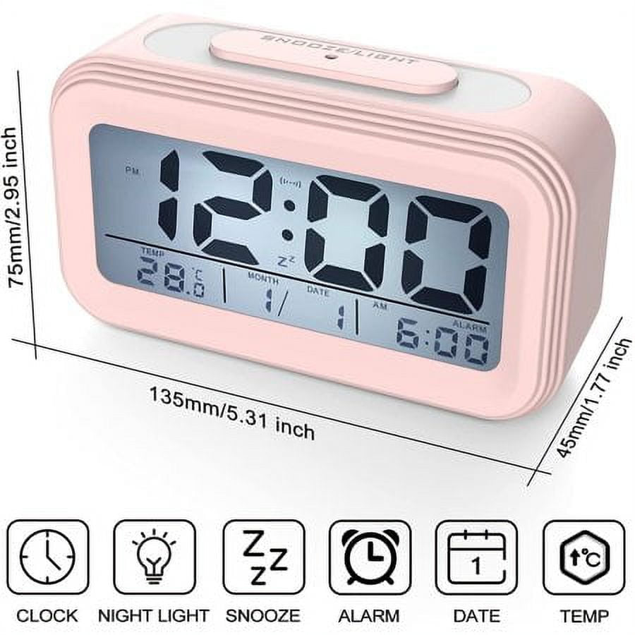 Silent Digital Alarm Clock for Kids & Adults