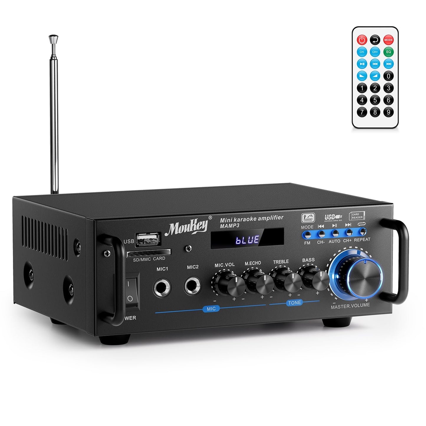 Moukey 2.0 Channel Stereo Bluetooth 5.0 Karaoke Amplifier, 300W