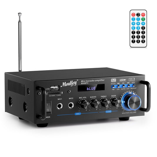 Moukey 2.0 Channel Stereo Bluetooth 5.0 Karaoke Amplifier, 300W