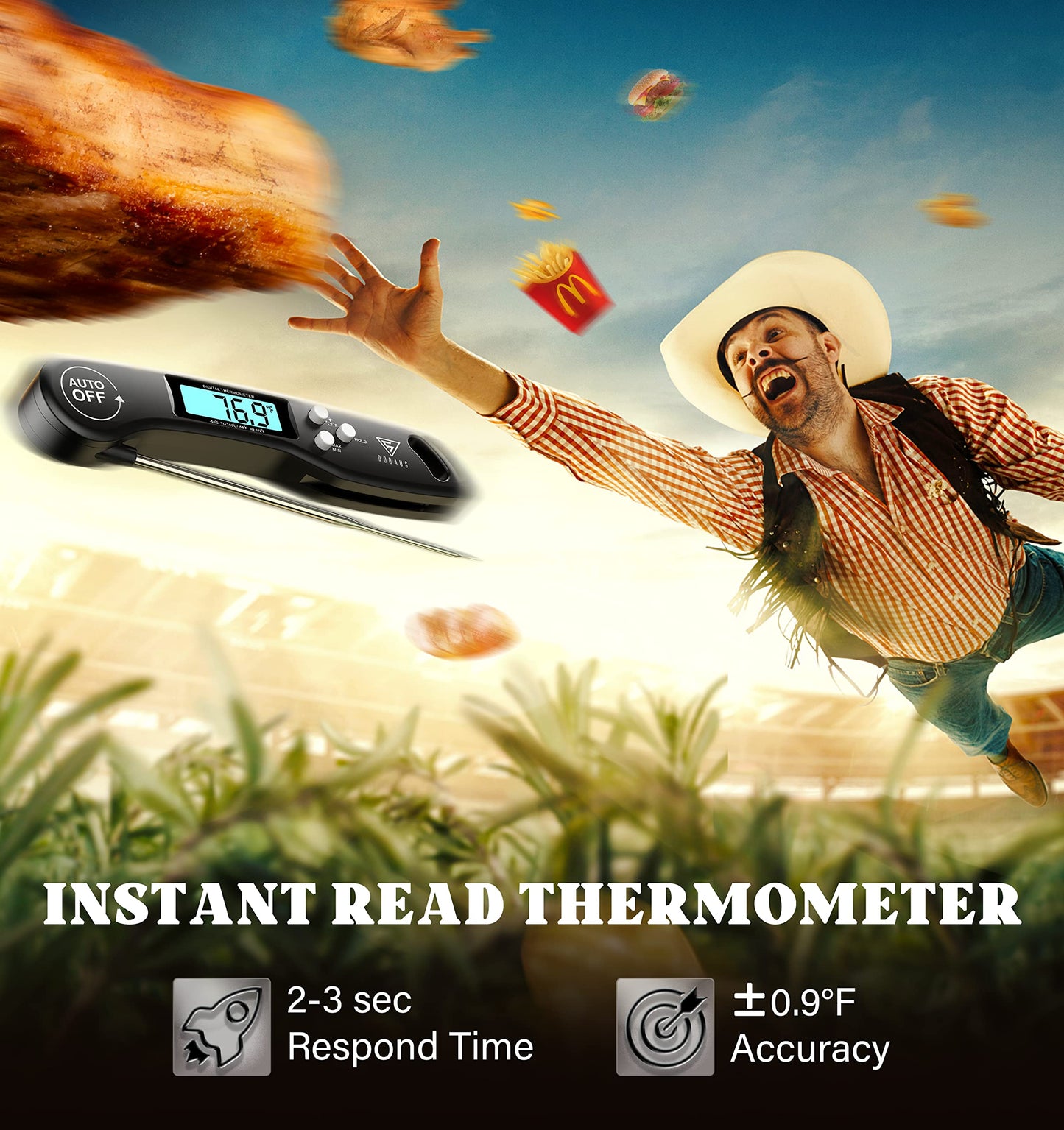 DOQAUS Digital Meat Thermometer, Instant Read Food Thermometers for Cooking