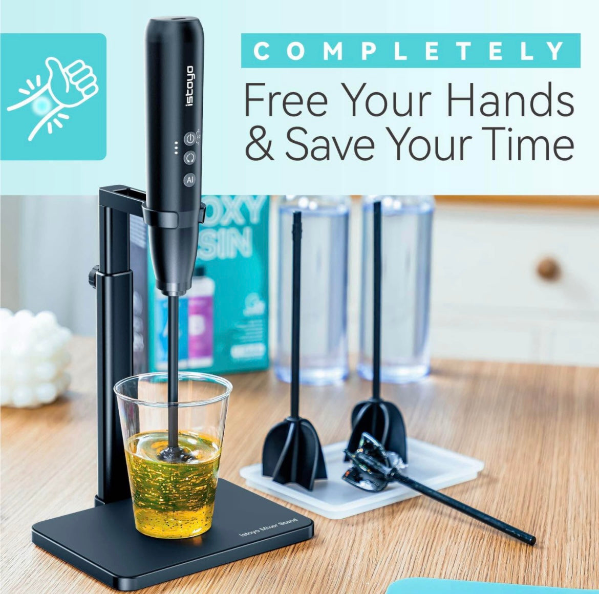 ISTOYO Rechargeable Resin Mixer Ultra, Upgraded 3 Speeds Control Epoxy Mixer with AI Mode