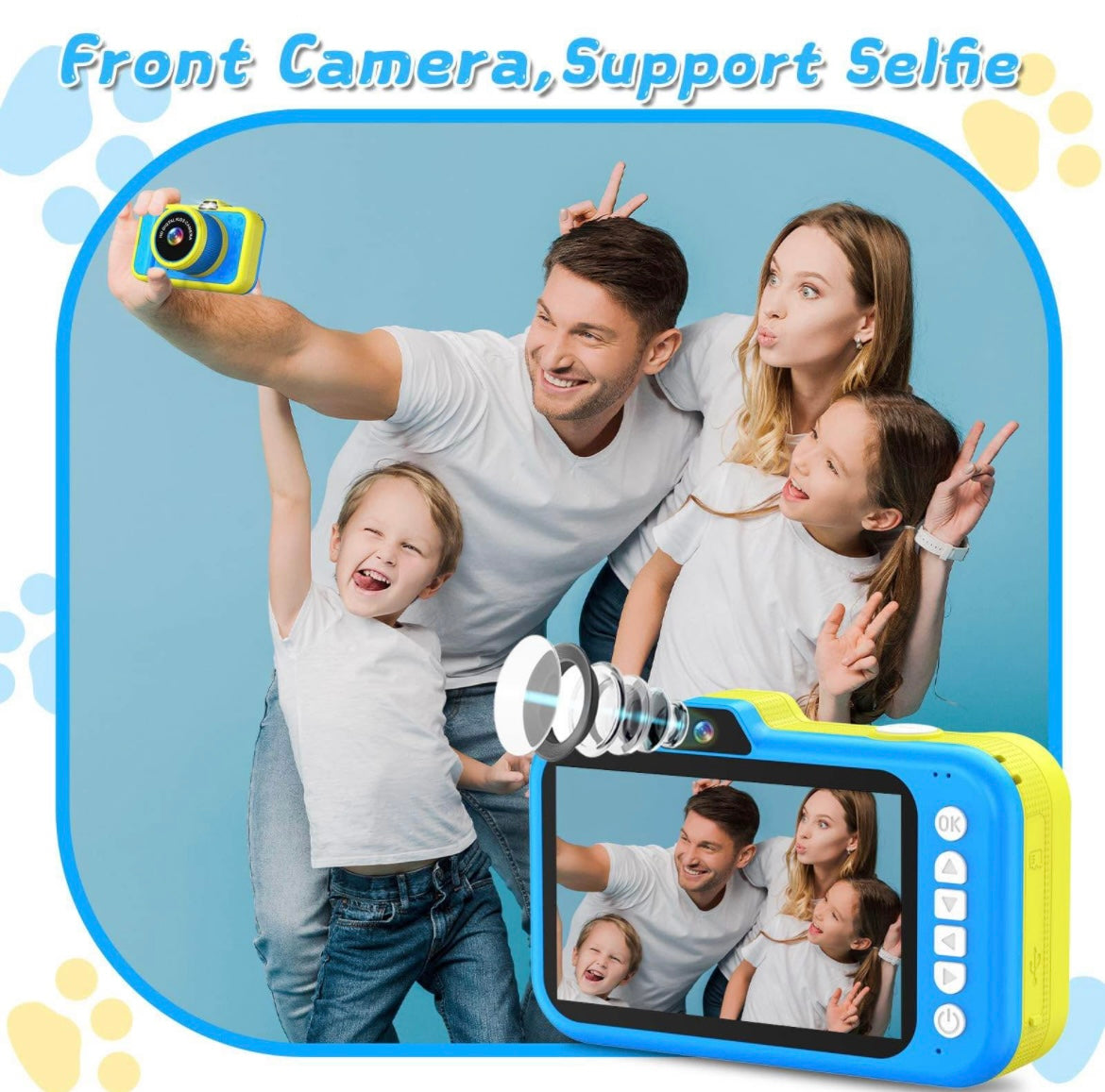 Kids Camera with Rotating Zoom Lens, 3.5” Large Screen, 1080P Kids Digital Camera with Flash,Selfie