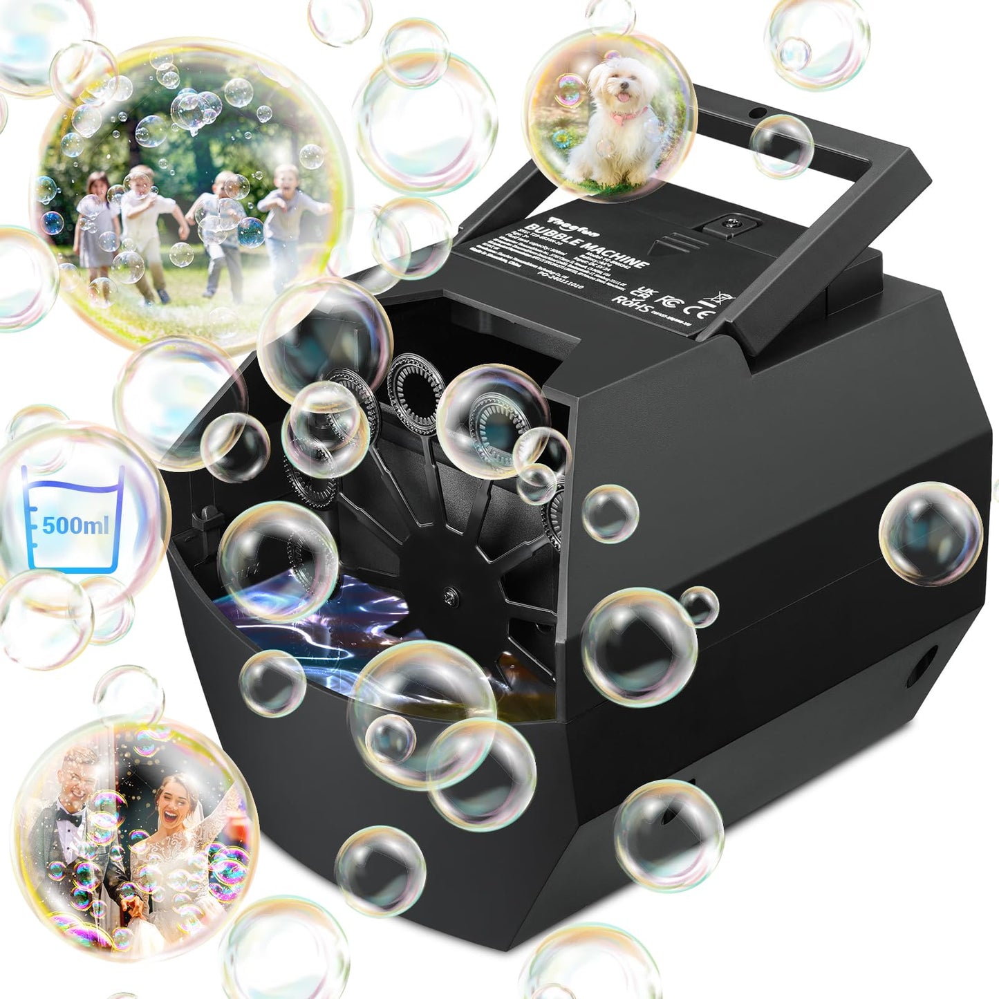 Theefun Bubble Machine, 500mL Automatic Bubble Blower