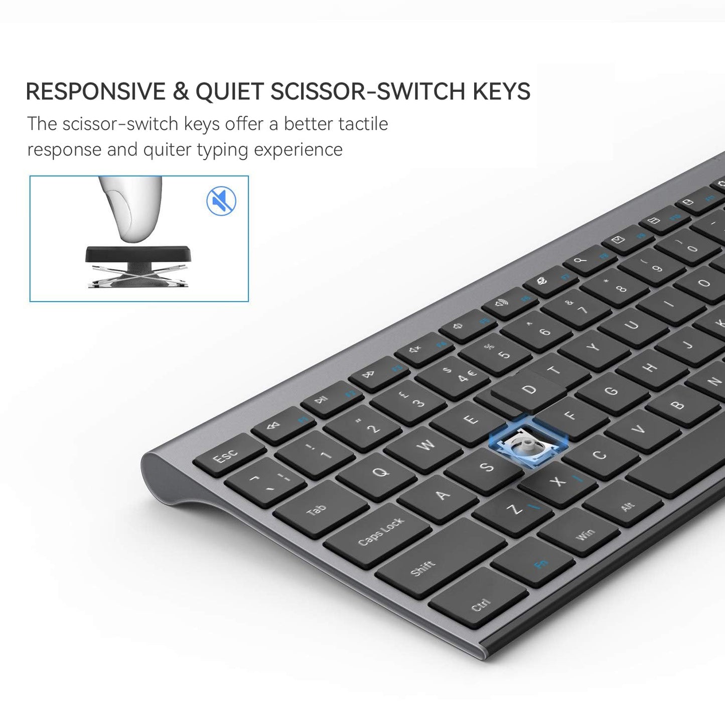 Jelly Comb Rechargeable Wireless Keyboard and Mouse Set, Bluetooth
