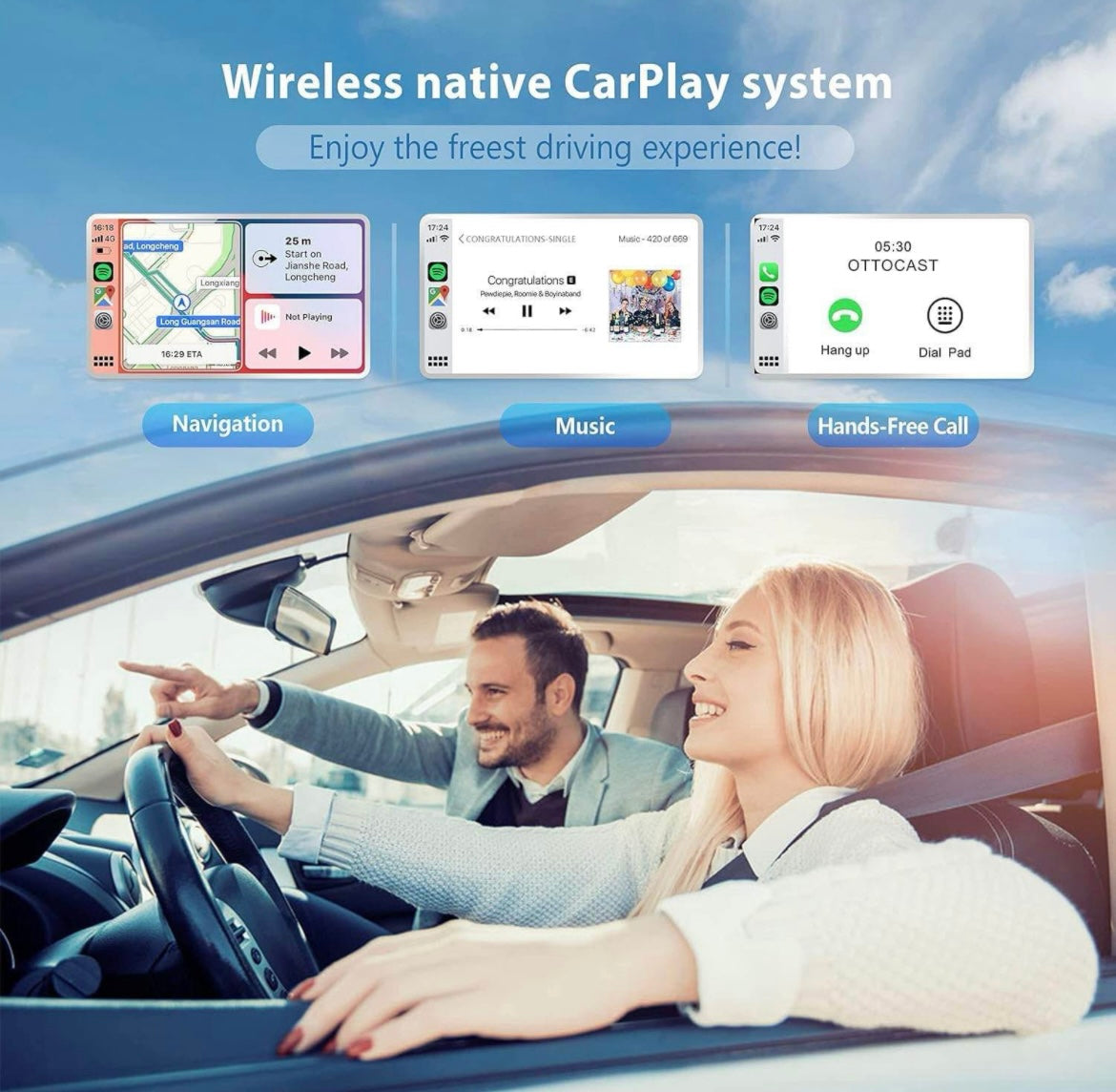 OTTOCAST U2-AIR Wireless CarPlay Adapter 2024 - Apple CarPlay Wireless Adapter