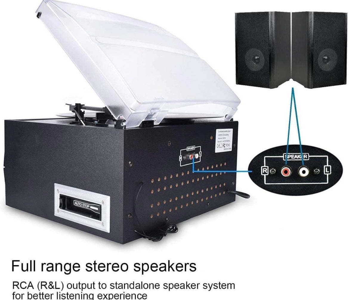 DIGITNOW Bluetooth Record Player Turntable with Stereo Speaker, LP Vinyl to MP3 Converter with CD
