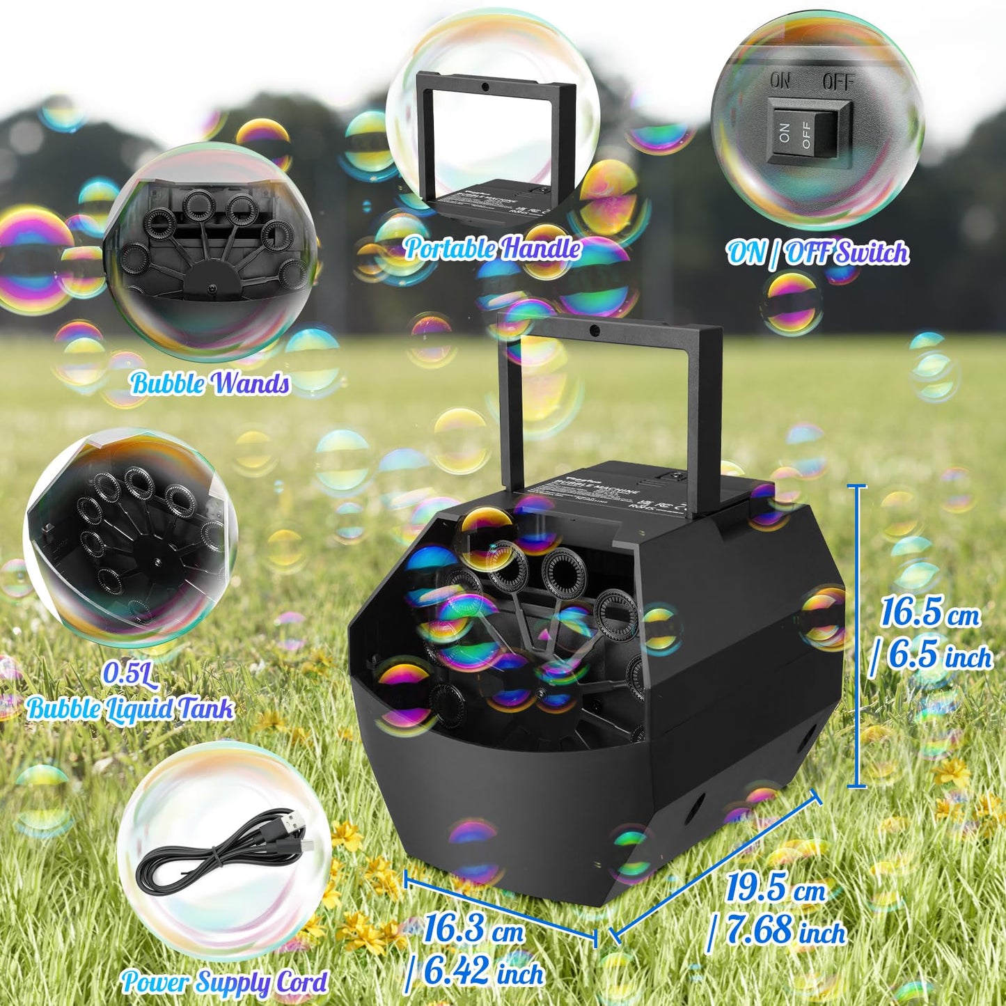 Theefun Bubble Machine, 500mL Automatic Bubble Blower