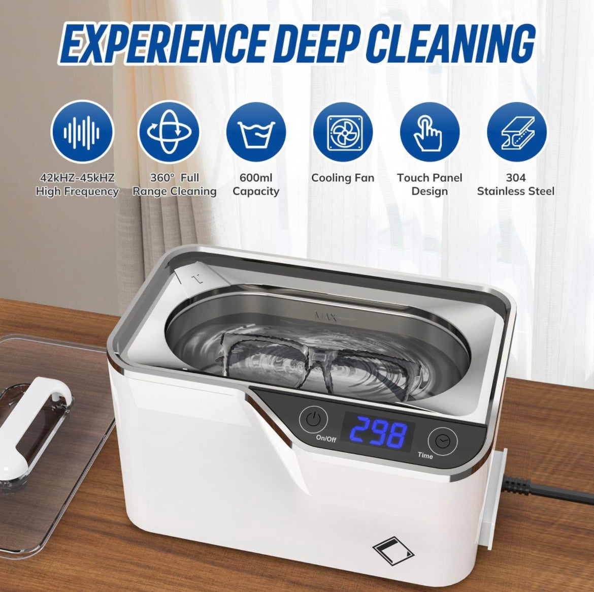 LifeBasis Ultrasonic Jewelry Cleaner, Professional Ultrasonic Cleaner Machine 20 Ounces (600ML)