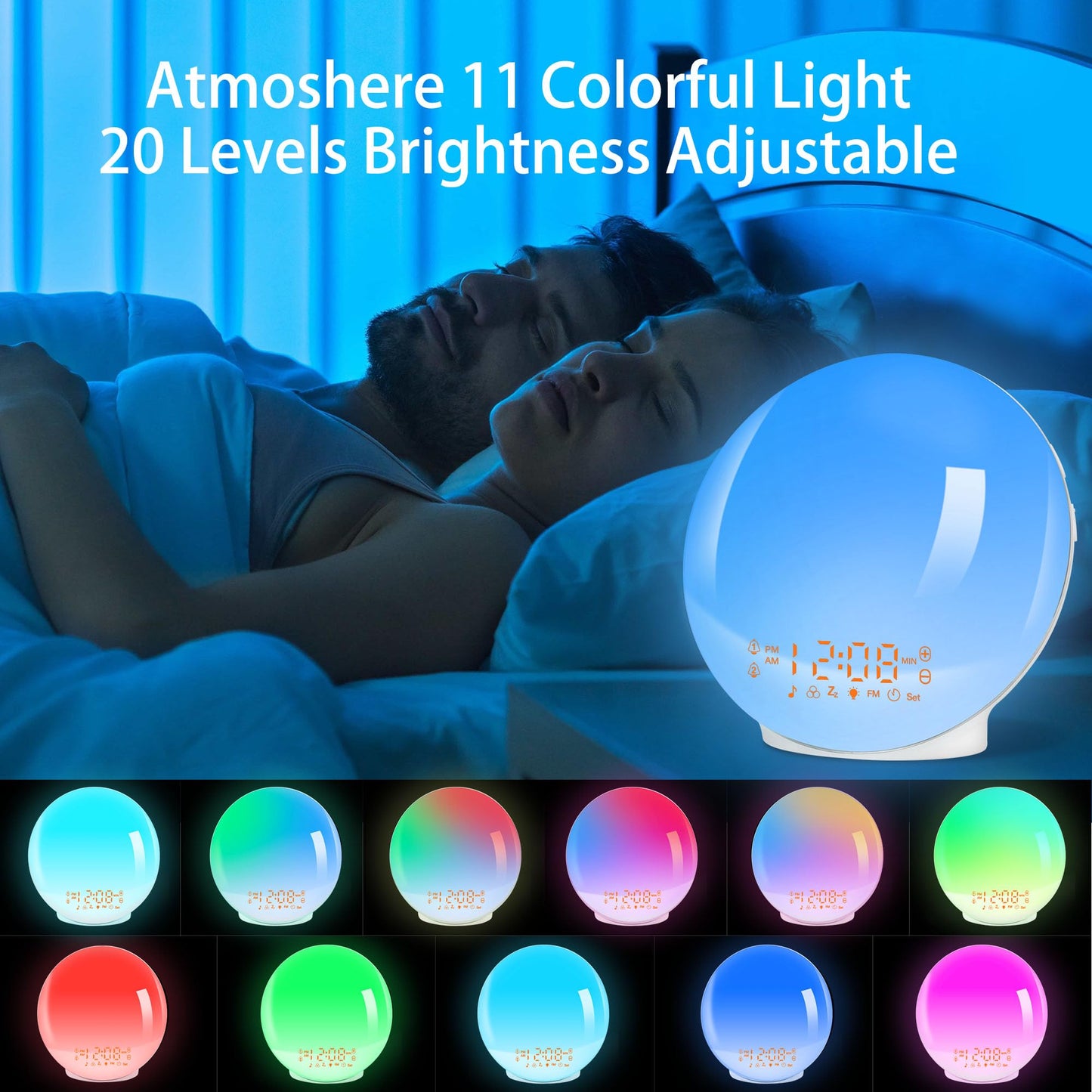 Sunrise Alarm Clocks, Wake Up Light with Sunrise/Sunset Simulation Dual Alarms